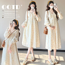 批发实拍现2026春季新款提花刺绣<b class='q'>孕妇装</b>大码韩版宽松显瘦中长款<b class='q'>连衣裙</b>