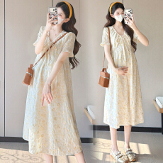 批发实拍现2026夏季新款提花刺绣<b class='q'>孕妇装</b>大码韩版宽松显瘦<b class='q'>中长款</b>连衣裙