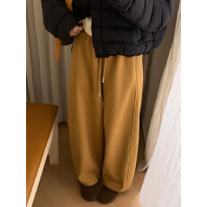 批发2025秋季新款慵懒风宽松显瘦<b class='q'>婴儿</b>绒加厚休闲<b class='q'>裤</b>女百搭九分阔腿卫<b class='q'>裤</b>