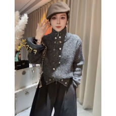 批发复古格雷系灰色高领毛衣外套<b class='q'>女</b>秋季穿搭慵懒高级感双拉链针织<b class='q'>开衫</b>