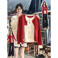 批发韩系白色V领针织衫麻花毛衣女秋冬内搭打底外穿高级感巨好看<b class='q'>上衣</b>