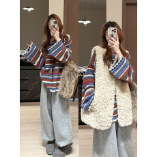 批发慵懒中长款彩色马海毛毛衣女秋冬韩系高级感外穿内搭喇叭袖针织衫