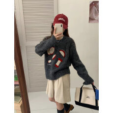 批发法式气质灯笼袖圆领长袖针织毛衣女秋冬新款收腰显瘦<b class='q'>时尚</b>穿搭上衣