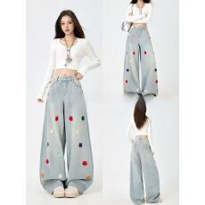 批发2026春上<b class='q'>新款</b>今年流行爆款立体花朵刺绣<b class='q'>阔腿裤</b>女