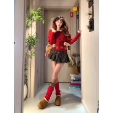 批发新年红色斗篷披肩长袖毛衣女秋冬费尔岛设计感<b class='q'>修身</b>收腰针织衫上衣