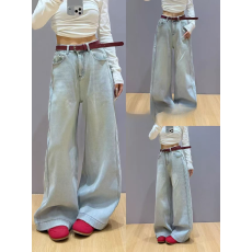 批发2026流行网红裤子新款裤子高腰直筒阔腿<b class='q'>牛仔裤</b>女