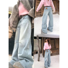 批发2026春季新款设计感韩版<b class='q'>时尚</b>百搭高腰修身显高显瘦无弹阔腿<b class='q'>裤</b>