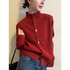 批发爱心纽扣细羊毛针织开衫女<b class='q'>欧洲站</b>2025冬装<b class='q'>新款</b>欧货女装洋气毛衣潮