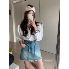 批发系带高腰洗水牛仔半身裙女夏季2026新款韩版洋气减龄A字短裙
