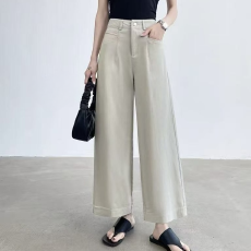 批发实拍西装裤2026春秋韩系小个子直筒休闲裤女高腰宽松九分阔腿裤