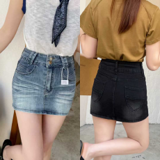 批发2026<b class='q'>夏</b>季新款辣妹洗水做旧高腰防走光牛仔短裙弹力包臀裙半身裙子