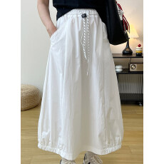 批发纯色<b class='q'>中长款</b>花苞裙女2026夏季新款速干工<b class='q'>装</b>休闲松紧腰显瘦半身裙潮