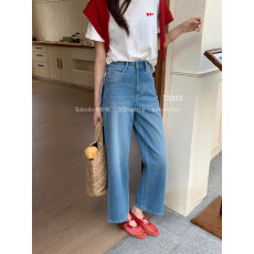 批发巴布牛仔裤Kabodo73332女2026春新款直筒裤<b class='q'>高腰</b>显瘦九分阔腿裤