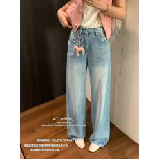 批发<b class='q'>欧洲站</b>正品高腰阔腿<b class='q'>牛仔裤</b>女2026春季新款宽松显瘦百搭长裤潮9166