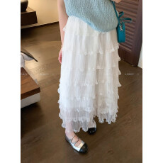 爱情魔鬼鱼 白色拼接垂感蛋糕裙半身裙女2026春季新款时尚长裙子