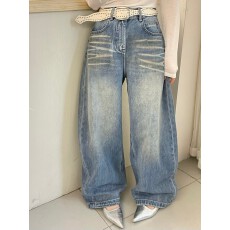 批发欧洲站2026早春新款美式复古风水洗阔腿牛仔<b class='q'>裤</b>女显瘦百搭拖地长<b class='q'>裤</b>