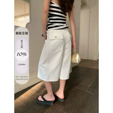 批发一只闪闪夏季韩系裤子白色七分裤<b class='q'>女</b>宽松直筒休闲裤显瘦阔腿裤<b class='q'>中</b>裤