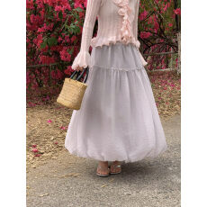 批发DADAS TREND 2026夏季松紧腰网纱蓬蓬花苞裙女仙气灯笼半身裙A字