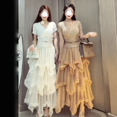 批发2026年白色蕾丝半身裙女春新款a字纱裙甜美公主蓬蓬蛋糕长裙