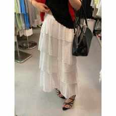 批发十三行春夏新款韩系时尚百搭波点半身裙女设计感不规则裙摆蛋糕裙