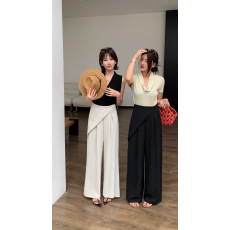 批发实拍屁帘阔腿裤女2026春夏新款高腰设计感西装拖地裤直筒休闲裤子