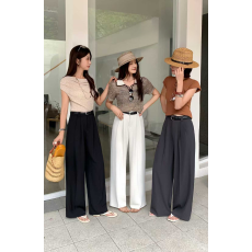 批发实拍垂感西装休闲裤女春季2026新款法式高腰宽松阔腿直筒百搭长裤