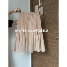 批发韩系温柔风修身显瘦压褶半身裙女2026年减龄<b class='q'>百搭</b>中长A字裙高级感