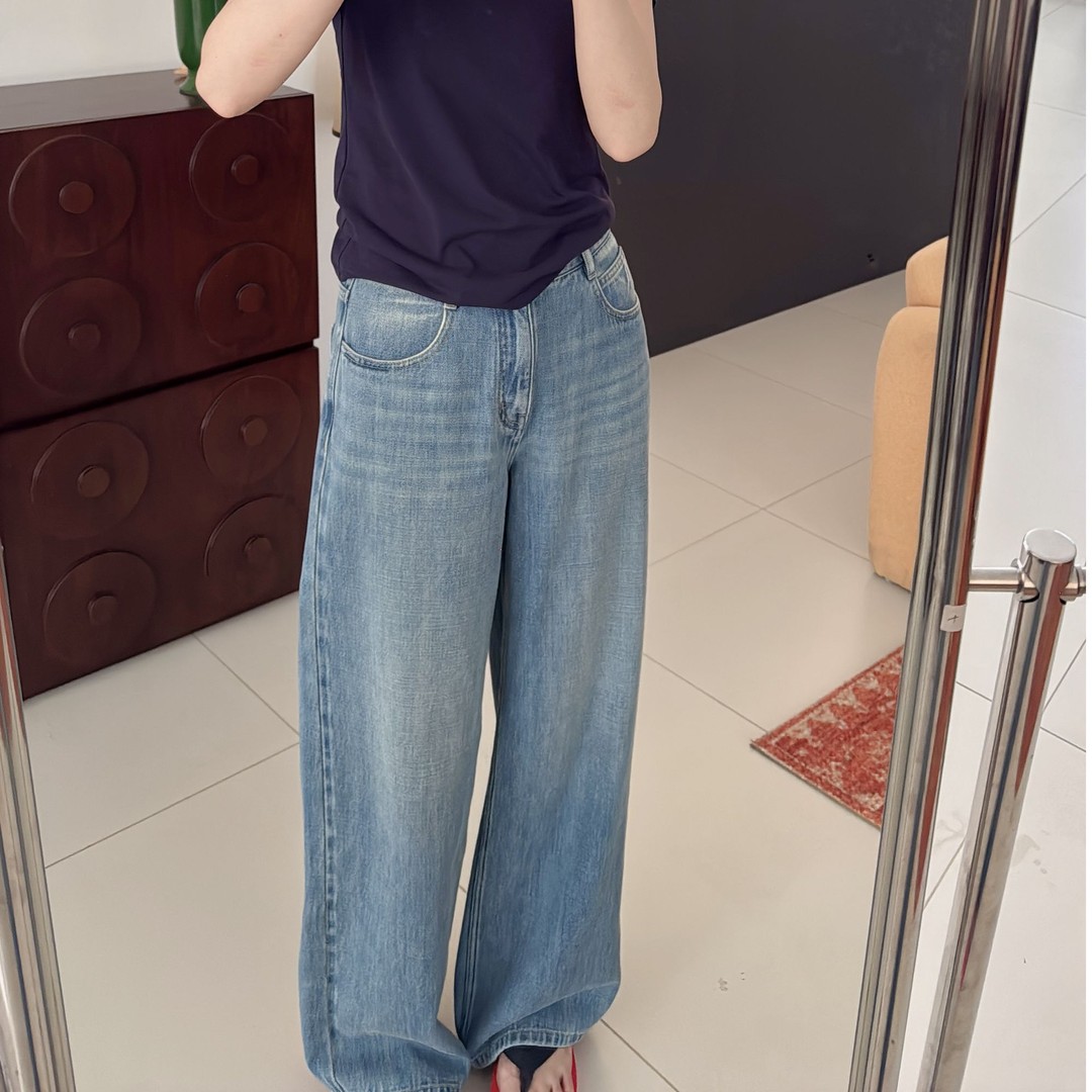 swanstory 이탈리아 청바지 가져 오기 원단 고급 질감 섬세한 광택 청바지 k053