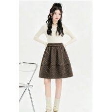 批发日韩miu系复古毛呢料花苞蓬蓬短<b class='q'>中裙</b>女秋冬波点百搭南瓜<b class='q'>半身</b>裙子