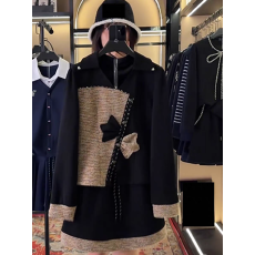 批发法式气质通勤暗黑风<b class='q'>套装</b>女装2025秋冬新款时尚加厚<b class='q'>名媛</b>上衣半裙女