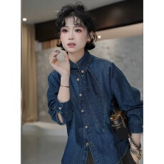 批发多一“蓝兔”<b class='q'>冬</b>季复古飘带翻领单排扣时尚磨毛衬衫