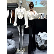 批发气质高智知性风条纹长袖<b class='q'>衬衫</b>女<b class='q'>装</b>2026春季新款设计感掐腰通勤上衣