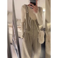 批发韩版气质休闲碎花背带连体裤女<b class='q'>装</b>2026春季新款御姐百搭阔腿长裤子