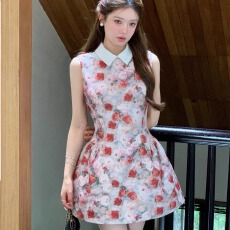 批发【杨小卷 3/3 10:00 上新首发】油画少女千金风无袖连衣裙