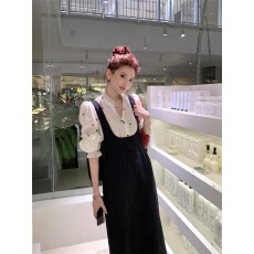 批发芝士Cheese◆奶芙小马早春韩版百搭宽松印花<b class='q'>衬衫</b>百搭背带裙女套装