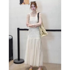 批发法式温柔风无袖<b class='q'>背心</b>连衣裙女2026夏季新款度假风超仙显瘦长裙裙子