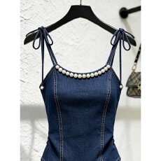 批发复古掐腰蓝色<b class='q'>牛仔</b><b class='q'>吊带</b><b class='q'>背心</b>女2026新款小个子漂亮韩系外穿无袖上衣