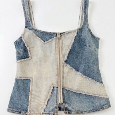 批发美式毛边<b class='q'>牛仔</b><b class='q'>背心</b>女设计感拉链收腰显瘦辣妹吊带上衣