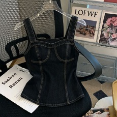 批发甜酷风<b class='q'>牛仔</b><b class='q'>吊带</b><b class='q'>背心</b>女新款日系复古减龄百搭性感显瘦洋气无袖上衣