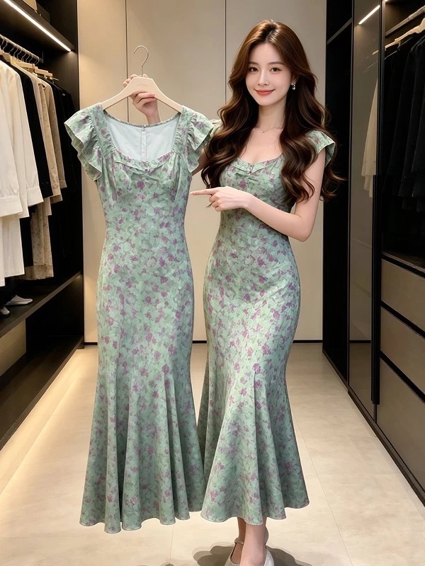 프랑스식 차 휴식 품격 Feifei 소매 꽃무늬 드레스 2026 여름 새로운 센 부서 아름다운 휴가 롱 스커트 여성 의류