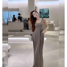 批发Madofit麻豆/Slow days加州旧梦_100莱赛尔U领纸片人口袋<b class='q'>背心裙</b>