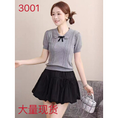 批发2026小众显瘦时尚套装韩系学院风娃娃领蝴蝶结针织<b class='q'>上衣</b>