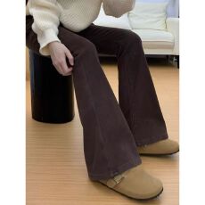 批发韩系复古美式加绒牛仔裤女秋冬<b class='q'>胖</b><b class='q'>mm</b><b class='q'>宽松</b>高腰显瘦直筒阔腿弯刀裤子