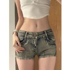 批发2026复古牛仔超短<b class='q'>裤</b>女<b class='q'>夏季</b>新款美式复古性感紧身热<b class='q'>裤</b>小个子直筒<b class='q'>裤</b>
