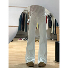 批发不贴腿微喇<b class='q'>牛仔裤</b>女2026秋季新款大码胖mm高腰弹力显瘦白色喇叭裤