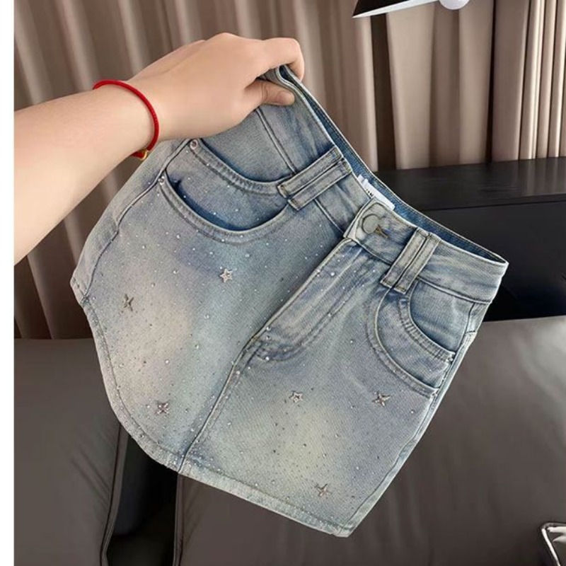 한 부서 레트로 아메리칸 핫픽스 데님 반신 스커트 여성 여름 지방 mm 하이웨이스트 슬림해 보이는 타이트 스커트 한 마디 미니 스커트 바지