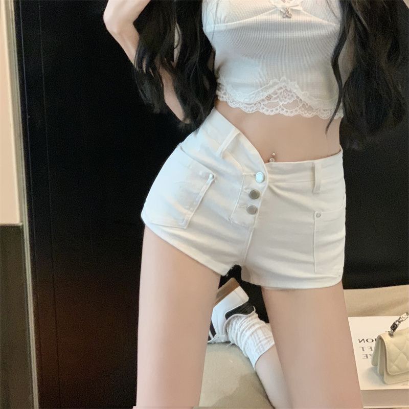 레트로 핫걸 핑크색 데님 반바지 여성 2026 여름 스트레이트 핫 바지 하이웨이스트 아메리칸 타이트 캐주얼 뜨거운 바지