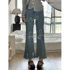 批发微喇叭牛仔裤女2026夏春秋季韩版复古弹力高腰显瘦直筒<b class='q'>九分</b>马蹄裤