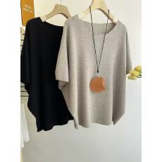 批发冰丝针织短袖t恤女士装春秋2026年新款夏季宽松洋气欧货体桖上衣