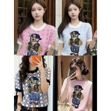 批发2026新款女装卡通印花卡通翻领修身显瘦百搭上衣女款打底衫短袖女